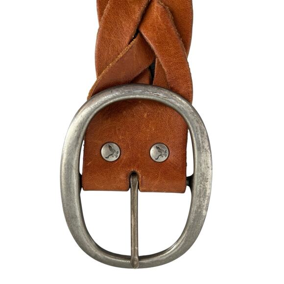 American Eagle Unisex Leather Braided Belt Medium Adjustable Brown 70s Boho - Picture 4 of 9
